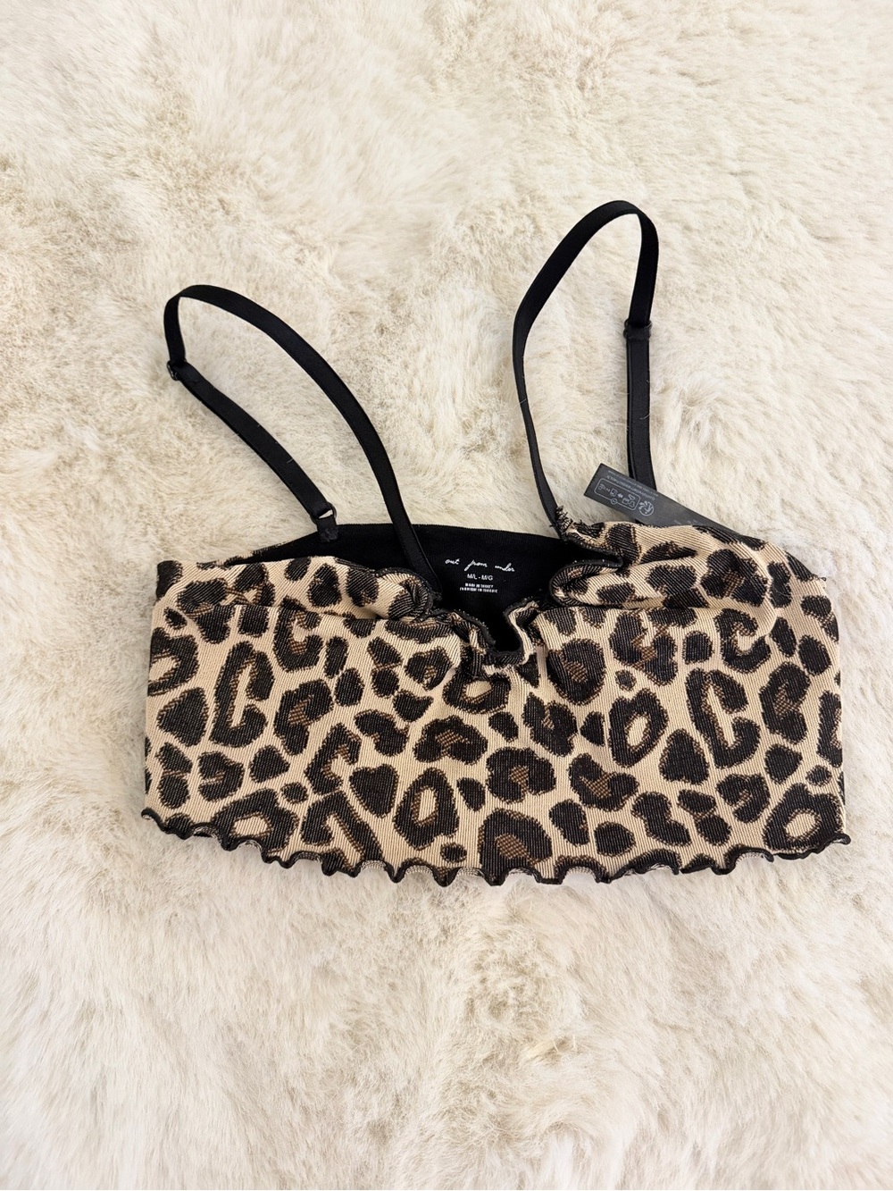 Urban Outfitters Leopard Print Bandeau Bralette - Black & Tan